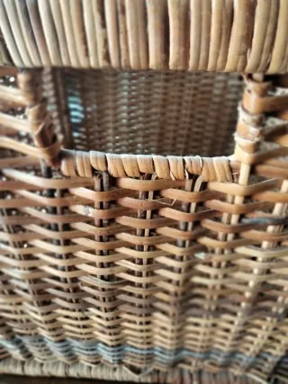 Cubo Mimbre Plegable Beige/Marrón