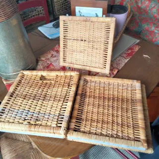 Cubo Mimbre Plegable Beige/Marrón