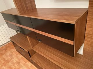 Mueble Salón Diseño Asimétrico Negro/Marrón