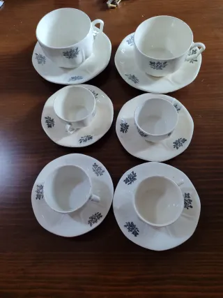 Juego 6 tazas y platillos porcelana