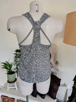 Top lentejuelas River Island plata