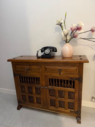 Mueble recibidor antiguo madera y metal