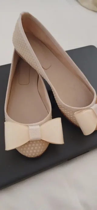 Scarpe ballerine beige n. 35 con fiocco