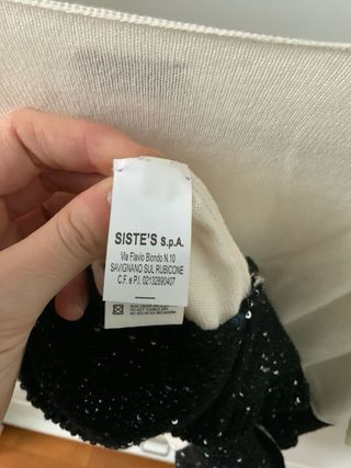 Maglioncino con paillettes beige e nere