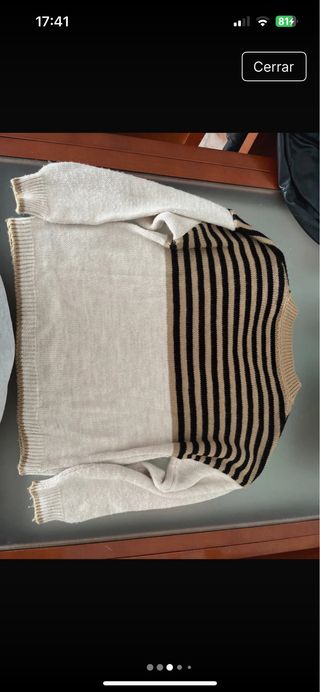 Jersey rayas marrón cuello pico