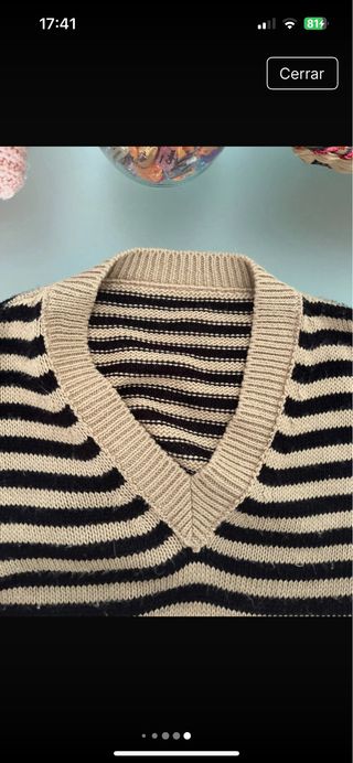 Jersey rayas marrón cuello pico