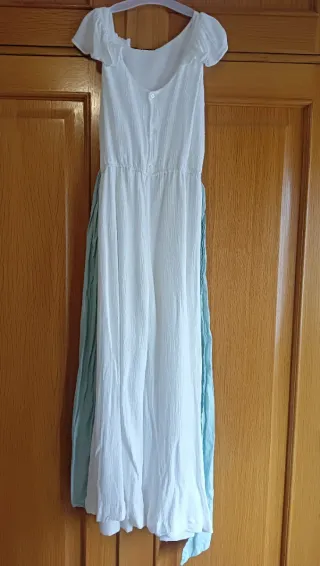 Mono largo ceremonia niña blanco y verde, 11 años