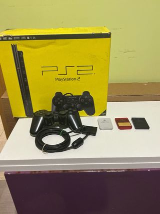 Lote PS2: Consola, Mando y Tarjetas