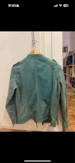 Chaqueta Biker Piel Vintage Teal