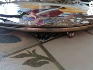 Bandeja ovalada Art Nouveau antigua