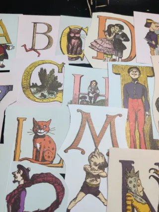 Pegatinas Letras Vintage Ilustradas