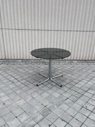 Mesa redonda cristal y metal vintage
