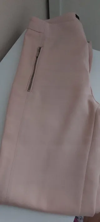 Pantalón Zara Rosa con Cremalleras