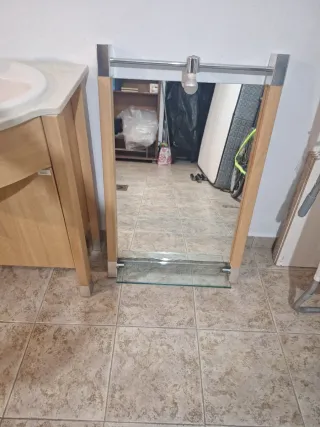 Mueble de baño madera y cristal