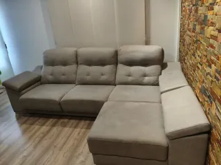 Sofá Chaiselongue Beige/Gris