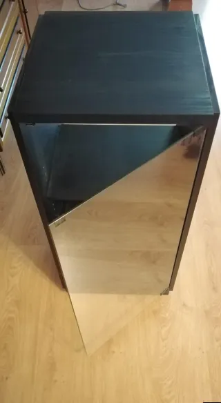 Mueble equipo música negro y cristal