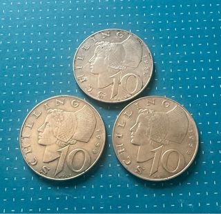 3 Monete 10 Scellini Austria Argento 1958