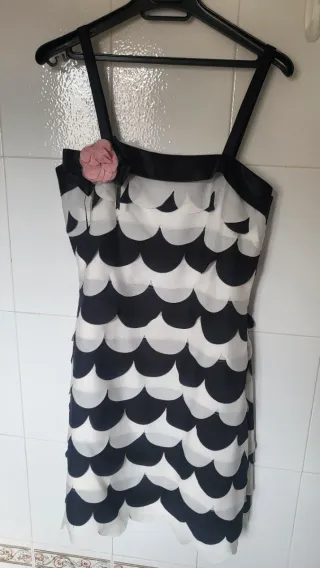 Vestido fiesta Sonia Peña negro y blanco