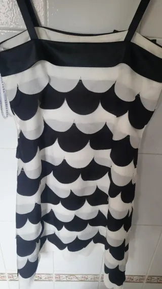 Vestido fiesta Sonia Peña negro y blanco