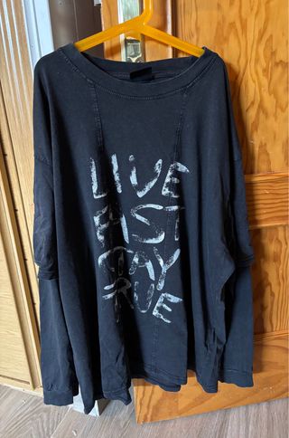 Pull&Bear Camiseta Larga Negra L