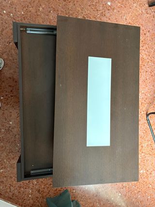 Mesa de centro elevable madera y cristal