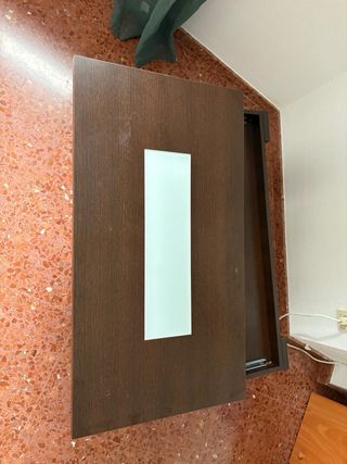 Mesa de centro elevable madera y cristal