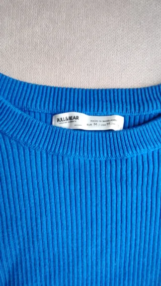 Pull&Bear Top Azul Eléctrico Manga Larga