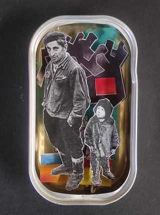 SARDINHAS-Artesanía collage Lata de sardina Oporto