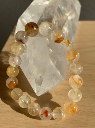 Pulsera Cuarzo Hematoide Amarillo 9mm