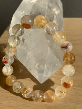 Pulsera Cuarzo Hematoide Amarillo 9mm