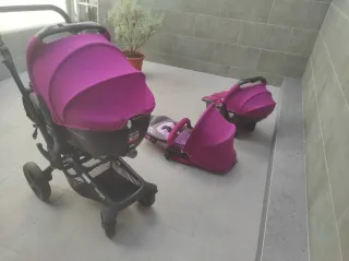 Cochecito de bebé doble morado