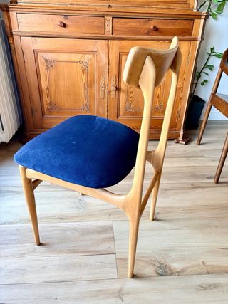 Silla Nórdica Años 60 Madera de haya y piel natura