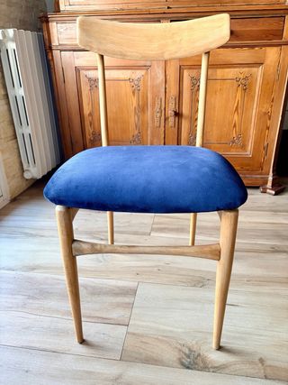 Silla Nórdica Años 60 Madera de haya y piel natura