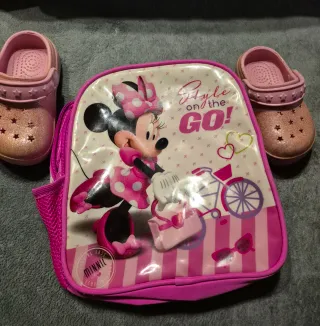 Mochila Minnie Mouse Estilo GO!, bolso y cross.