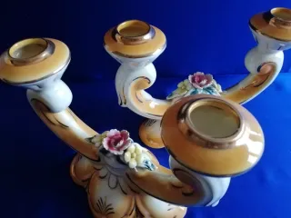 Candelabros Porcelana Años 30 Oro Blanco