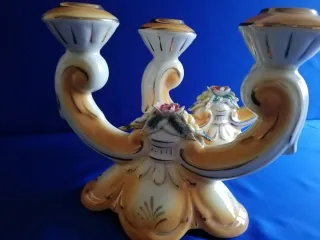 Candelabros Porcelana Años 30 Oro Blanco