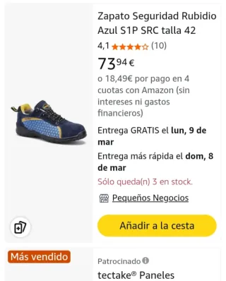 Zapatos de Seguridad Paredes Rubidio Talla 42
