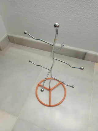 Porta tazas metal naranja y plata