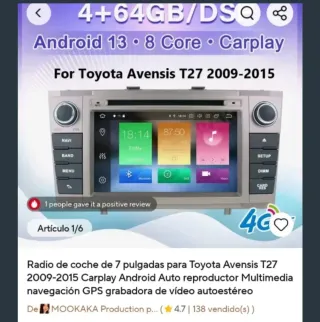 Radio de Toyota avensis t27 2010 2015