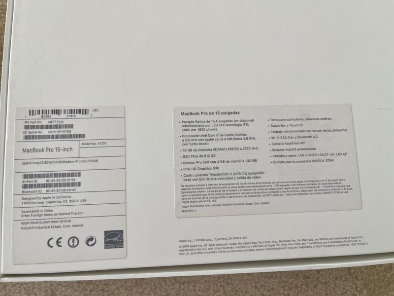 MacBook Pro (15 pulgadas, 2017) A1707 Apple afbeelding 7