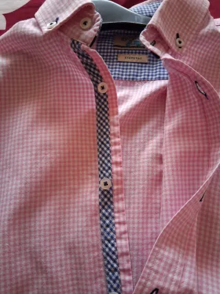Camisa La Vespita cuadros rosa y blanco