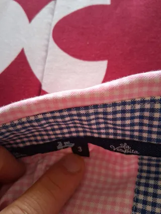 Camisa La Vespita cuadros rosa y blanco