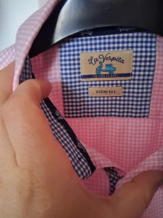 Camisa La Vespita cuadros rosa y blanco