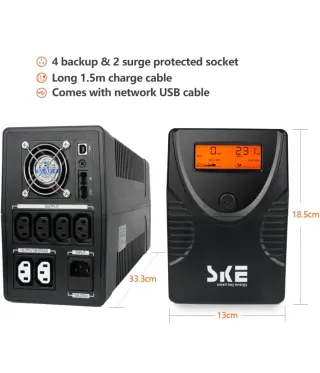UPS Gruppo Continuità SKE 1250VA/720W Cavi Inclusi