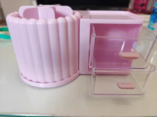 Organizador de maquillaje rosa