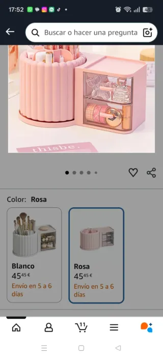 Organizador de maquillaje rosa
