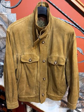 Giacca vera pelle scamosciata artigianale vintage