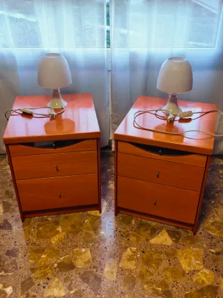 2 Mesitas de noche con lámparas