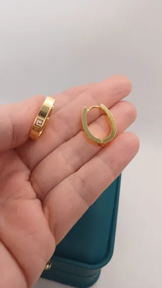 Pendientes Aro Chapado Oro Diseño Griego