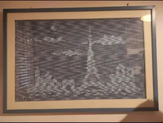 Quadro Skyline Parigi uncinetto